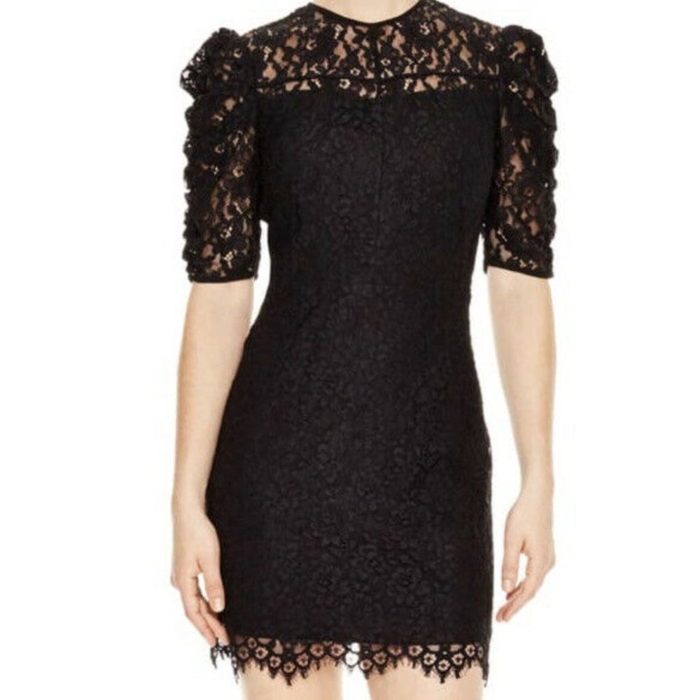 Sandro Paris  Womens Chelsea Dress Black Lace Puff